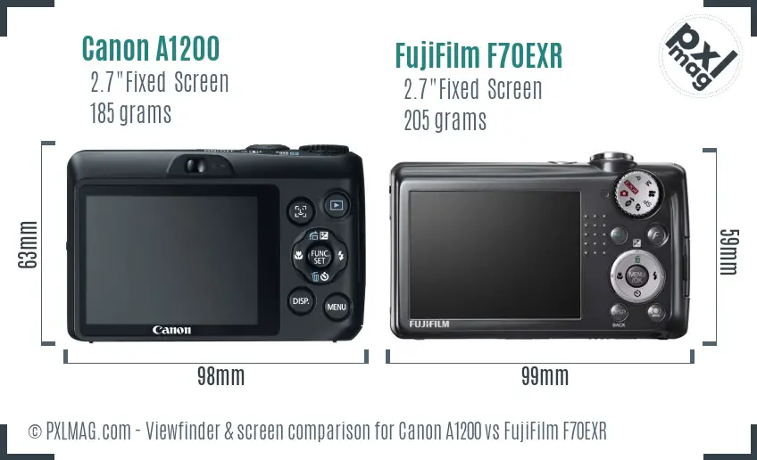 Canon A1200 vs FujiFilm F70EXR Screen and Viewfinder comparison
