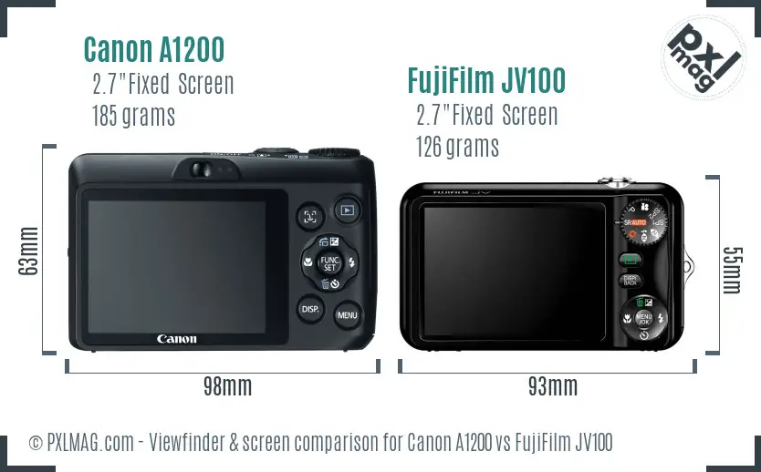 Canon A1200 vs FujiFilm JV100 Screen and Viewfinder comparison