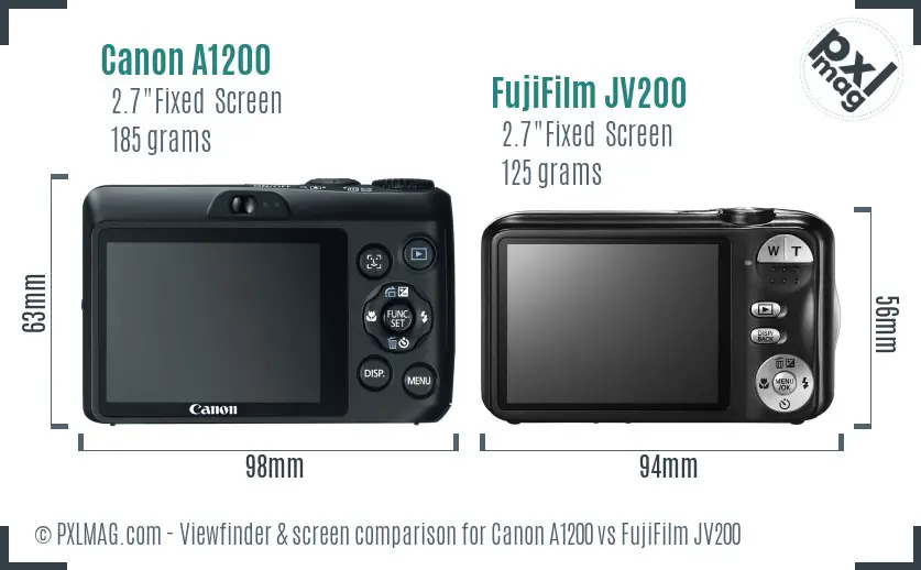 Canon A1200 vs FujiFilm JV200 Screen and Viewfinder comparison
