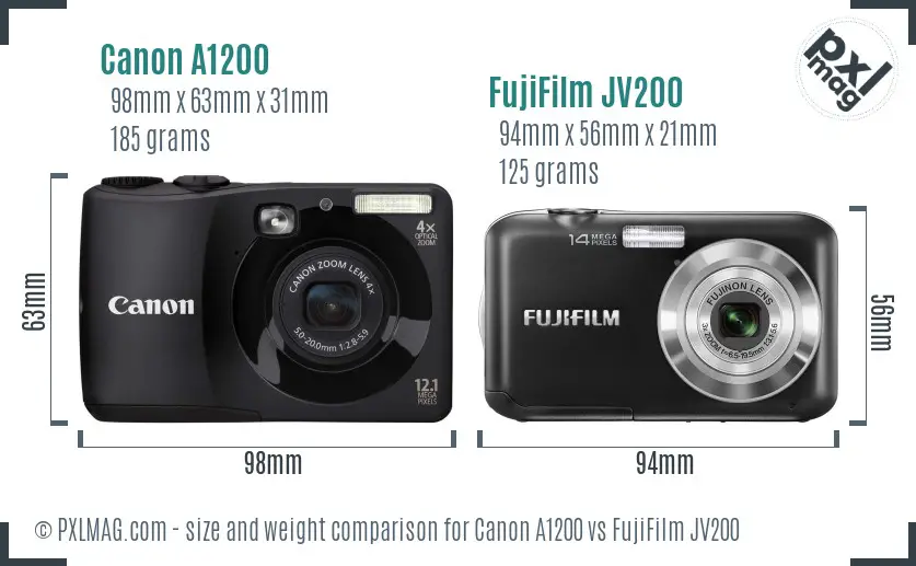 Canon A1200 vs FujiFilm JV200 size comparison
