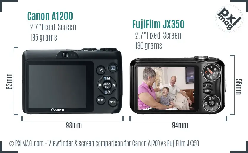 Canon A1200 vs FujiFilm JX350 Screen and Viewfinder comparison Canon A1200 vs FujiFilm JX350 Screen and Viewfinder comparison