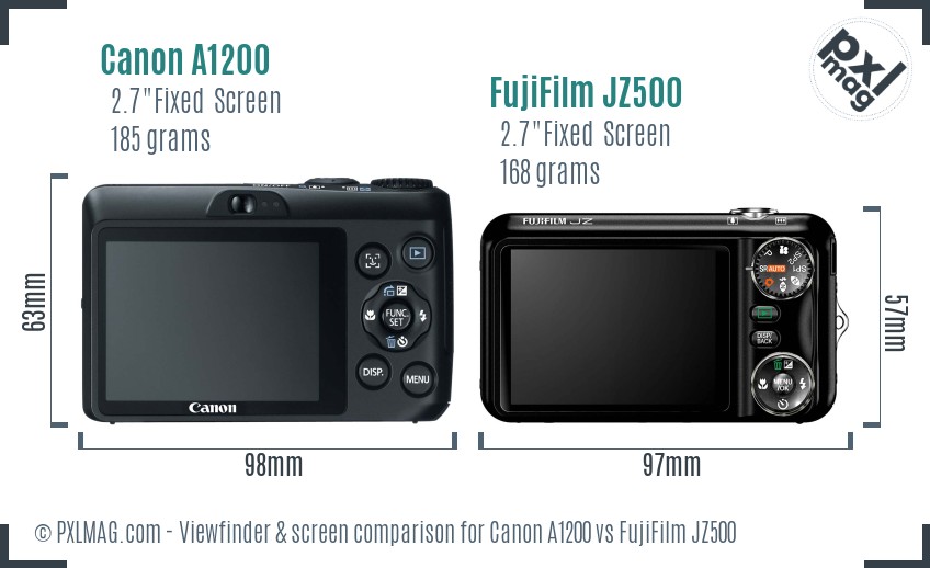 Canon A1200 vs FujiFilm JZ500 Screen and Viewfinder comparison