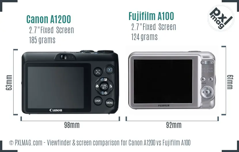 Canon A1200 vs Fujifilm A100 Screen and Viewfinder comparison Canon A1200 vs Fujifilm A100 Screen and Viewfinder comparison