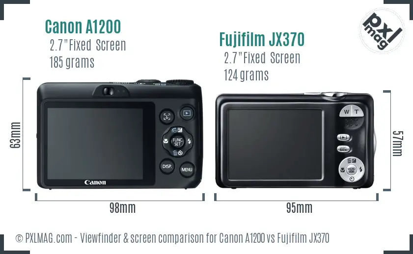 Canon A1200 vs Fujifilm JX370 Screen and Viewfinder comparison