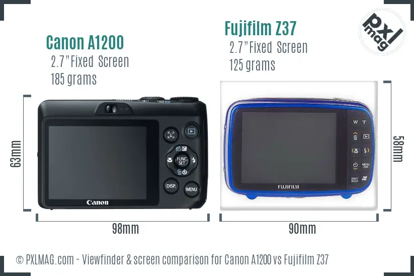 Canon A1200 vs Fujifilm Z37 Screen and Viewfinder comparison