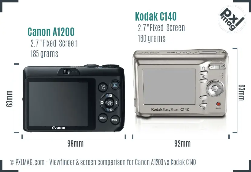Canon A1200 vs Kodak C140 Screen and Viewfinder comparison Canon A1200 vs Kodak C140 Screen and Viewfinder comparison