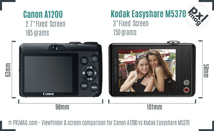 Canon A1200 vs Kodak Easyshare M5370 Screen and Viewfinder comparison Canon A1200 vs Kodak Easyshare M5370 Screen and Viewfinder comparison