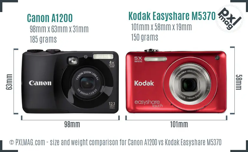Canon A1200 vs Kodak Easyshare M5370 size comparison Canon A1200 vs Kodak Easyshare M5370 size comparison