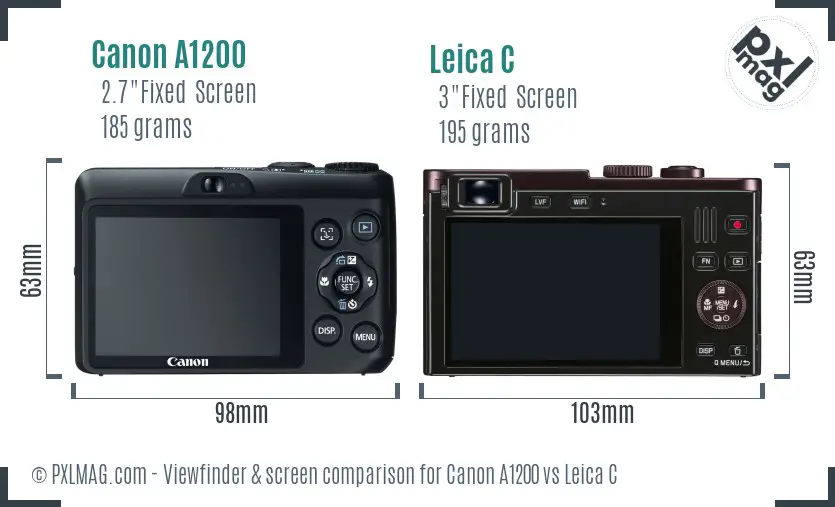 Canon A1200 vs Leica C Screen and Viewfinder comparison