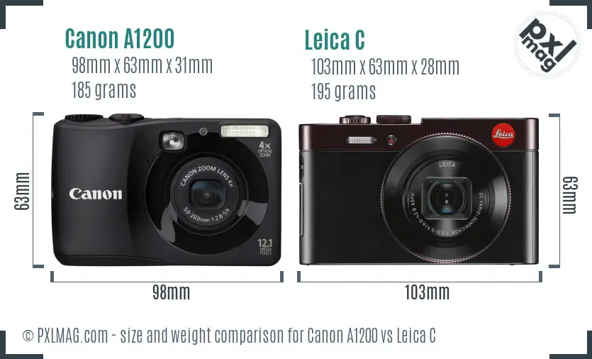 Canon A1200 vs Leica C size comparison