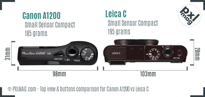 Canon A1200 vs Leica C top view buttons comparison