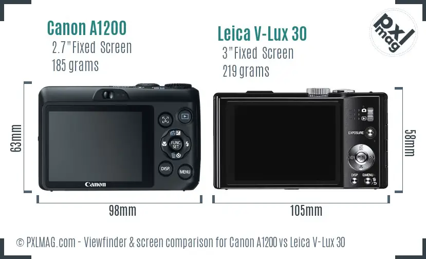 Canon A1200 vs Leica V-Lux 30 Screen and Viewfinder comparison