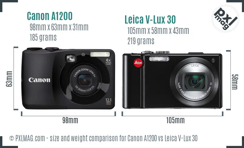 Canon A1200 vs Leica V-Lux 30 size comparison