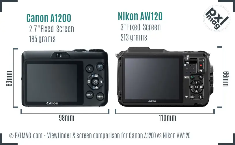 Canon A1200 vs Nikon AW120 Screen and Viewfinder comparison Canon A1200 vs Nikon AW120 Screen and Viewfinder comparison