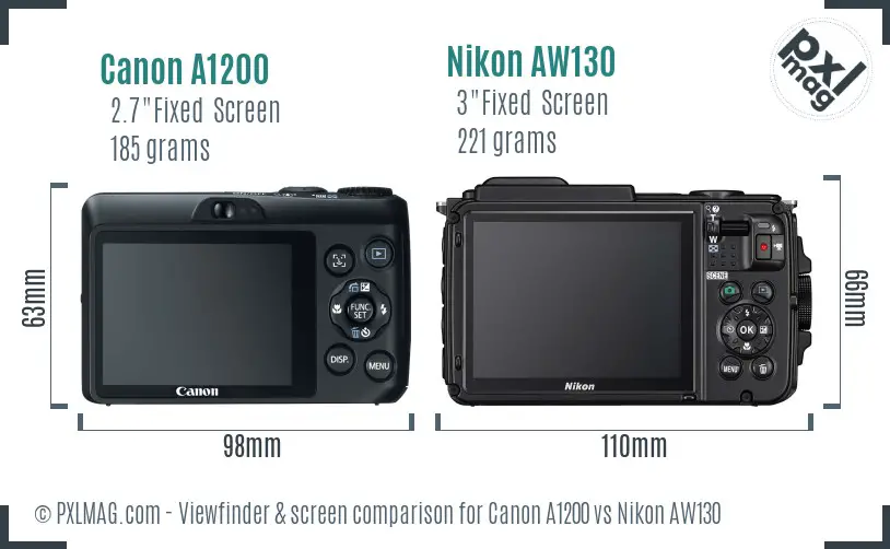Canon A1200 vs Nikon AW130 Screen and Viewfinder comparison Canon A1200 vs Nikon AW130 Screen and Viewfinder comparison