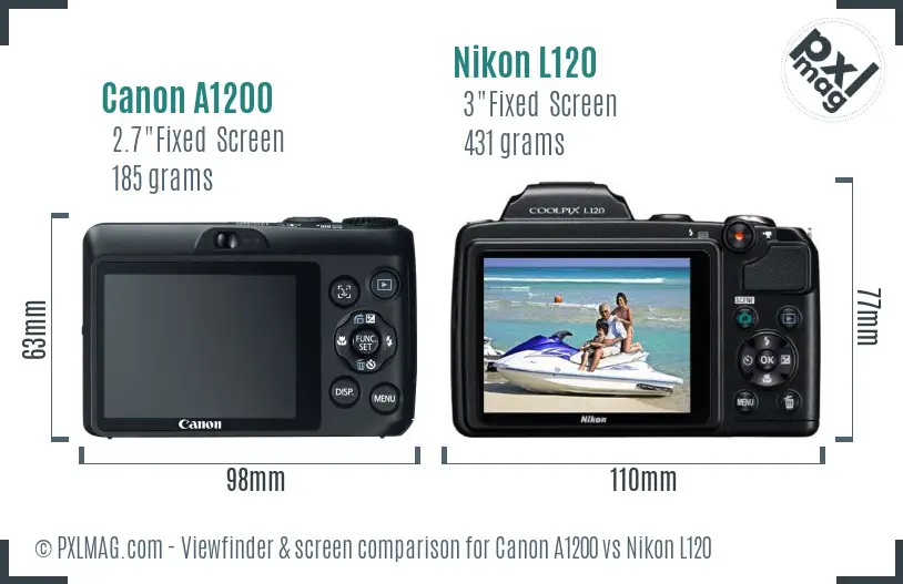 Canon A1200 vs Nikon L120 Screen and Viewfinder comparison