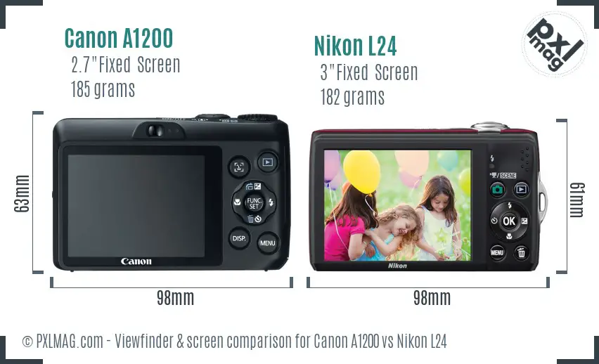 Canon A1200 vs Nikon L24 Screen and Viewfinder comparison