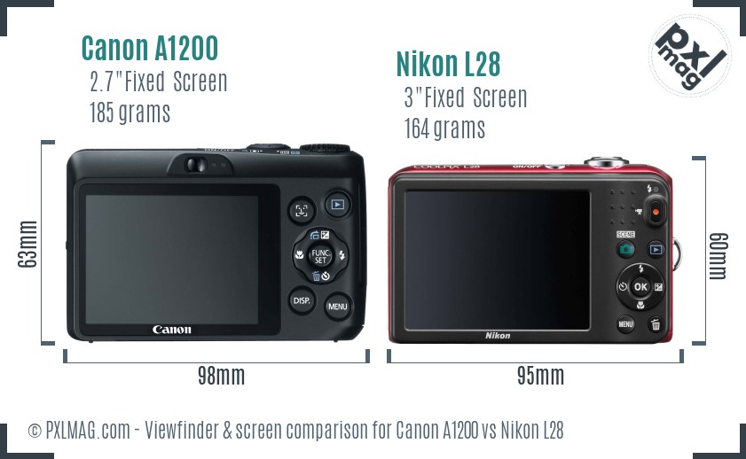 Canon A1200 vs Nikon L28 Screen and Viewfinder comparison