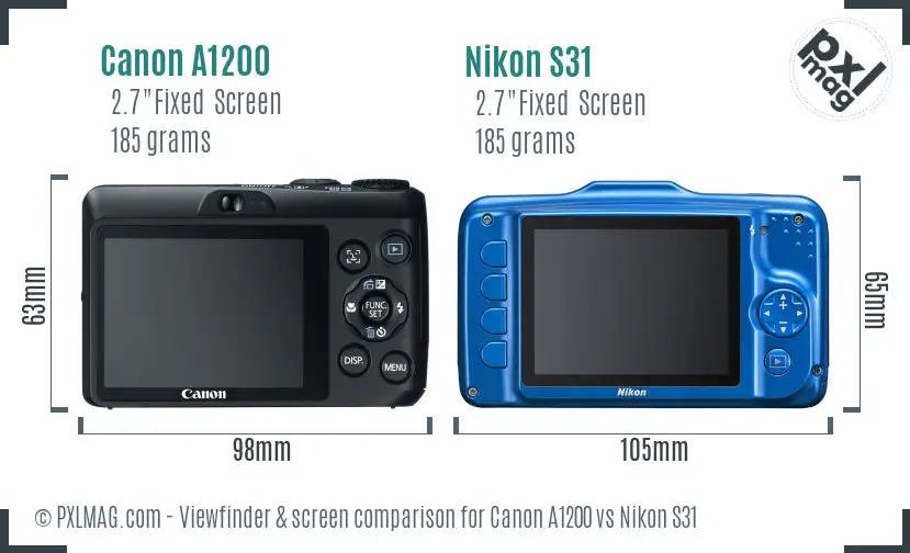 Canon A1200 vs Nikon S31 Screen and Viewfinder comparison Canon A1200 vs Nikon S31 Screen and Viewfinder comparison
