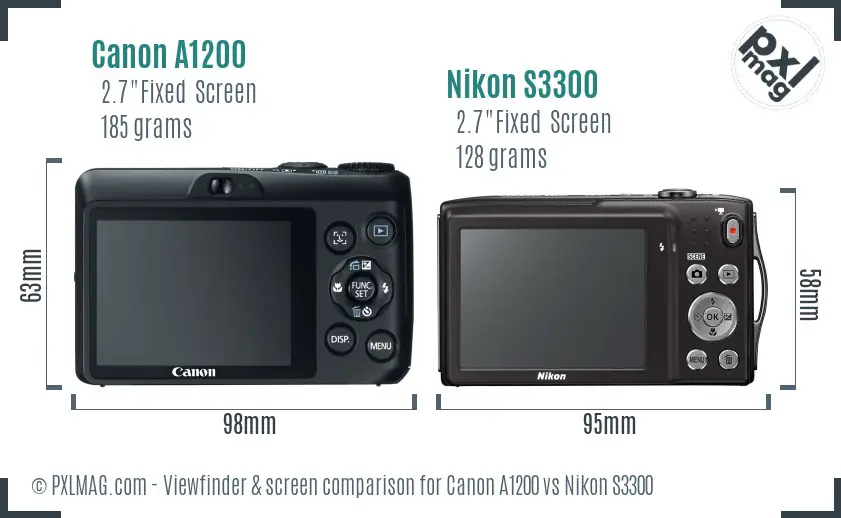 Canon A1200 vs Nikon S3300 Screen and Viewfinder comparison