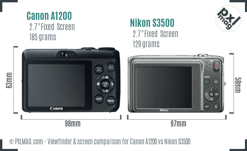 Canon A1200 vs Nikon S3500 Screen and Viewfinder comparison
