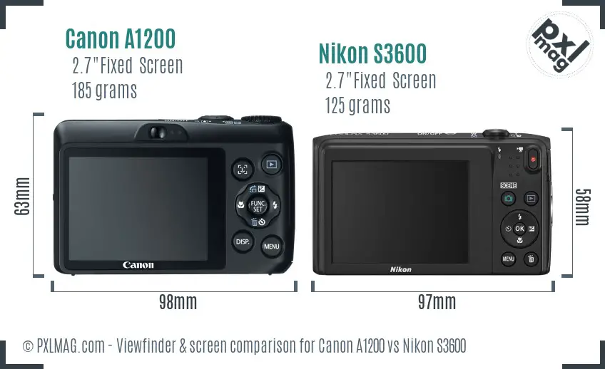 Canon A1200 vs Nikon S3600 Screen and Viewfinder comparison Canon A1200 vs Nikon S3600 Screen and Viewfinder comparison