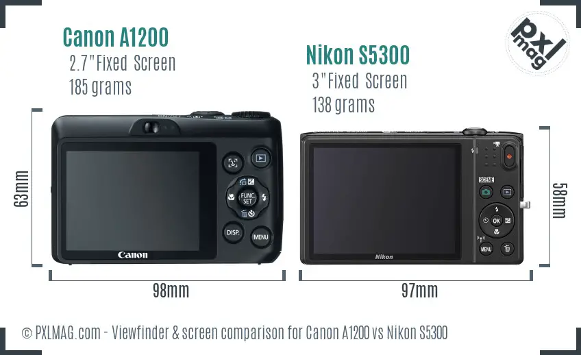 Canon A1200 vs Nikon S5300 Screen and Viewfinder comparison Canon A1200 vs Nikon S5300 Screen and Viewfinder comparison