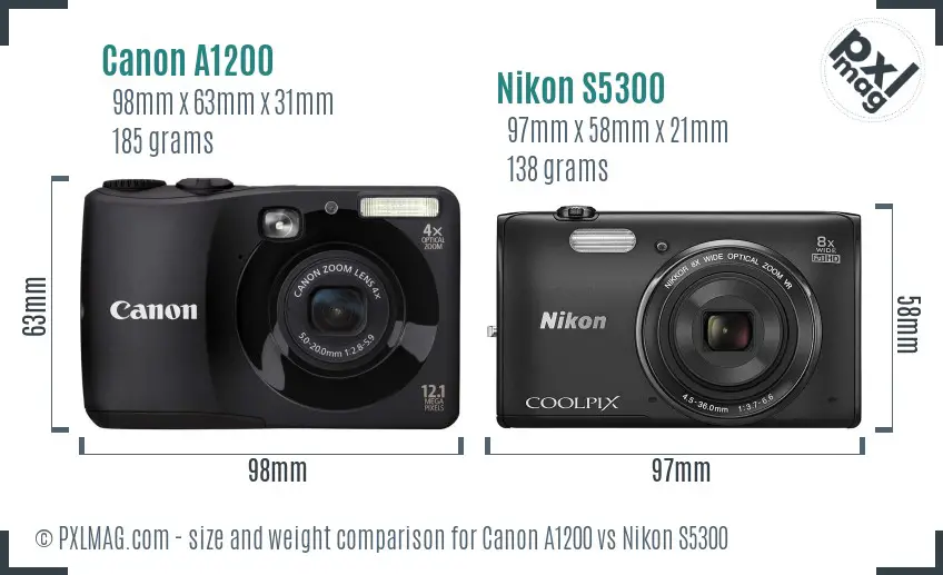 Canon A1200 vs Nikon S5300 size comparison Canon A1200 vs Nikon S5300 size comparison