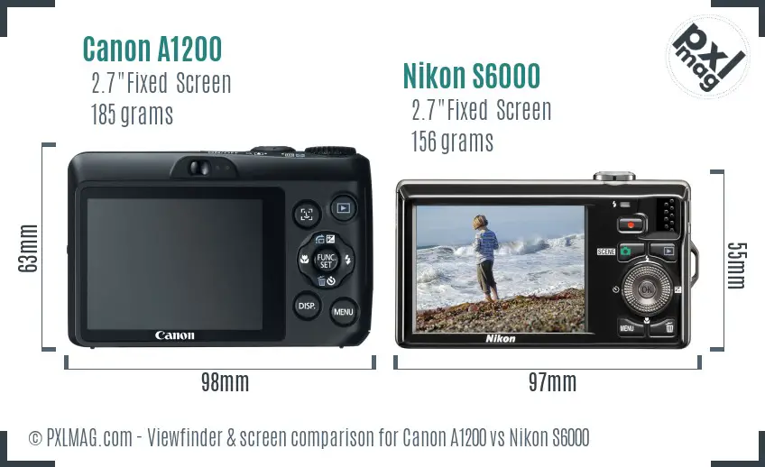 Canon A1200 vs Nikon S6000 Screen and Viewfinder comparison
