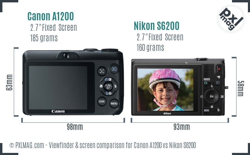 Canon A1200 vs Nikon S6200 Screen and Viewfinder comparison