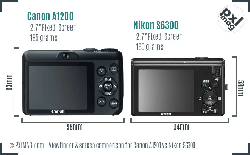 Canon A1200 vs Nikon S6300 Screen and Viewfinder comparison