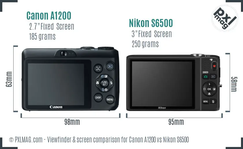 Canon A1200 vs Nikon S6500 Screen and Viewfinder comparison