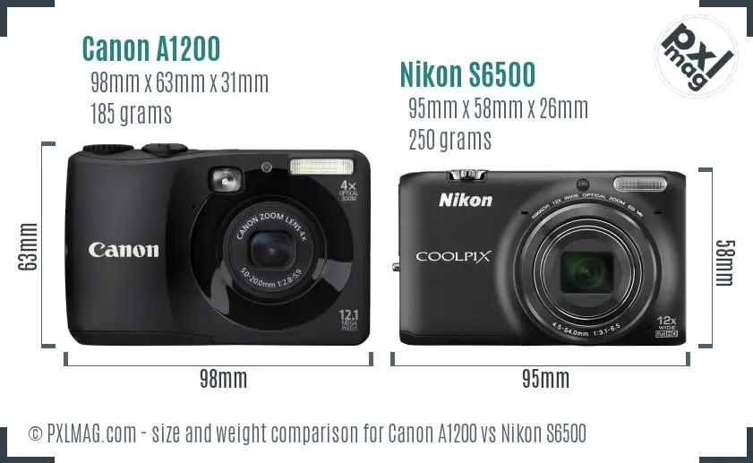 Canon A1200 vs Nikon S6500 size comparison
