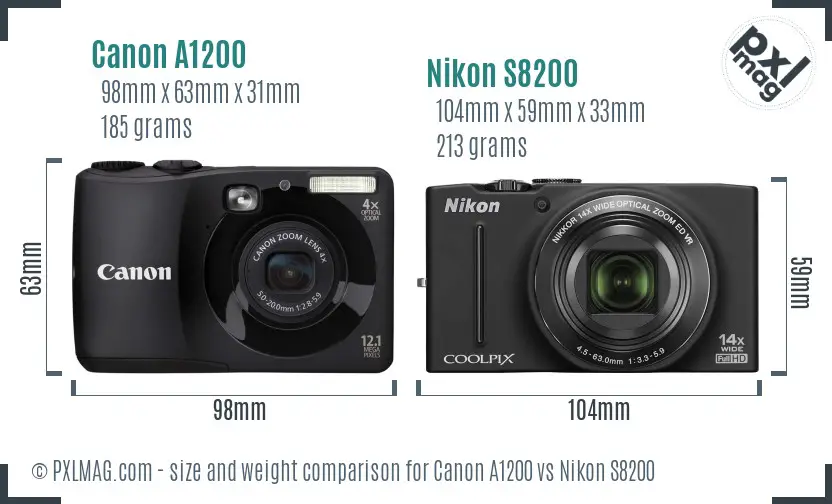 Canon A1200 vs Nikon S8200 size comparison Canon A1200 vs Nikon S8200 size comparison