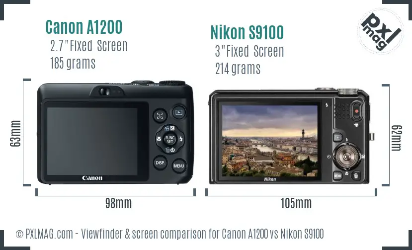 Canon A1200 vs Nikon S9100 Screen and Viewfinder comparison