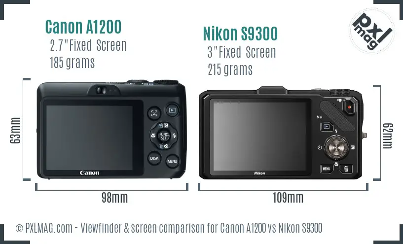 Canon A1200 vs Nikon S9300 Screen and Viewfinder comparison