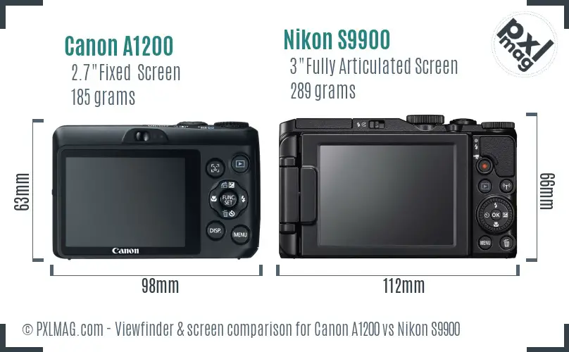 Canon A1200 vs Nikon S9900 Screen and Viewfinder comparison Canon A1200 vs Nikon S9900 Screen and Viewfinder comparison