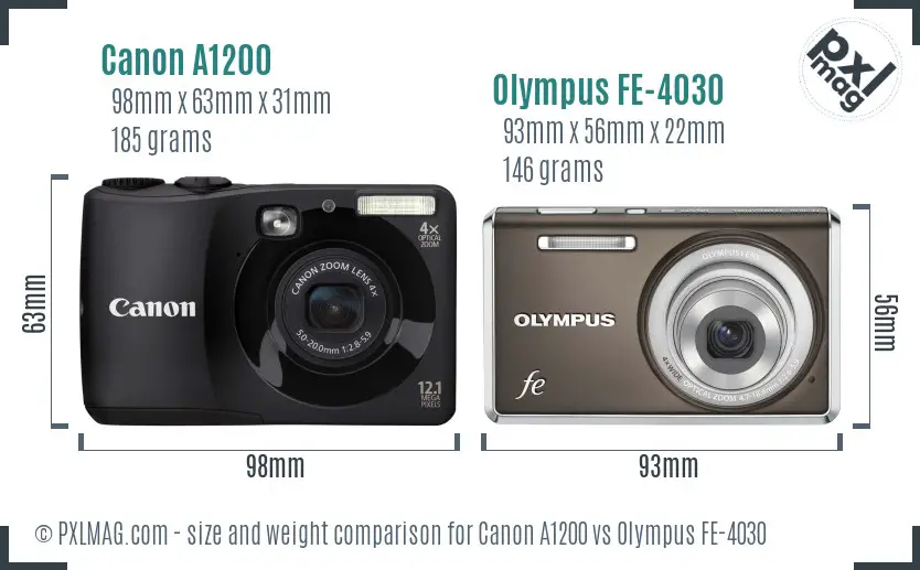 Canon A1200 vs Olympus FE-4030 size comparison
