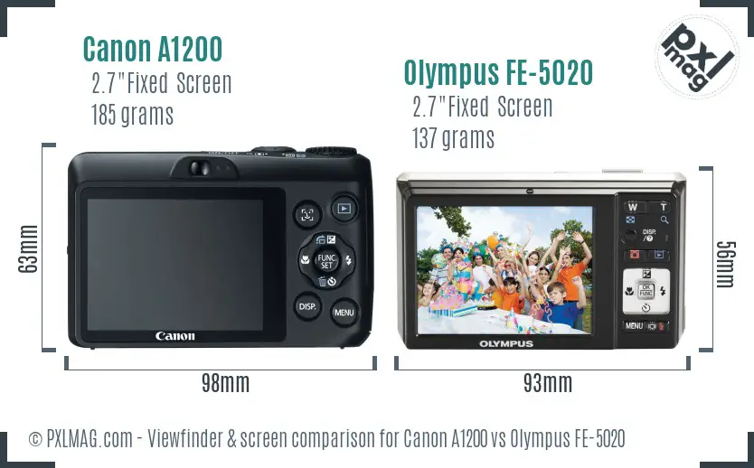 Canon A1200 vs Olympus FE-5020 Screen and Viewfinder comparison