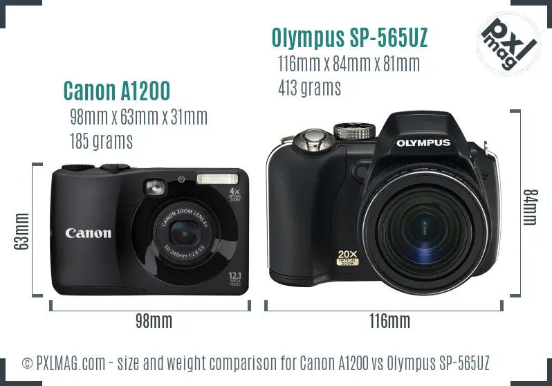 Canon A1200 vs Olympus SP-565UZ size comparison