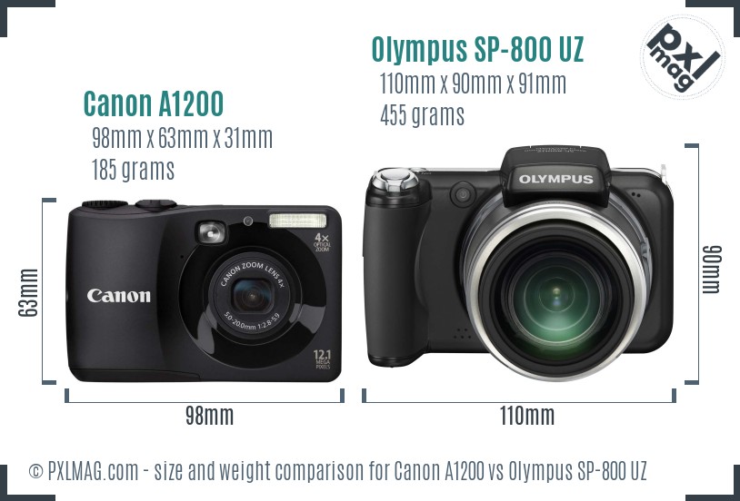 Canon A1200 vs Olympus SP-800 UZ size comparison