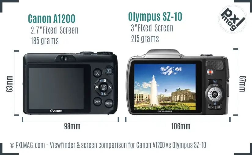 Canon A1200 vs Olympus SZ-10 Screen and Viewfinder comparison Canon A1200 vs Olympus SZ-10 Screen and Viewfinder comparison