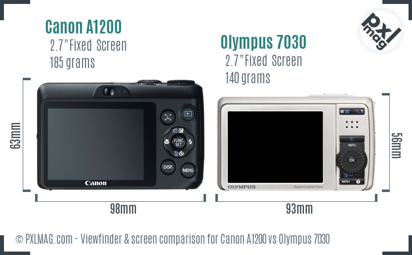 Canon A1200 vs Olympus 7030 Screen and Viewfinder comparison