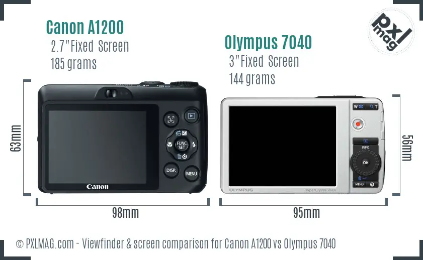 Canon A1200 vs Olympus 7040 Screen and Viewfinder comparison
