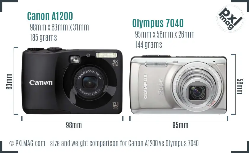 Canon A1200 vs Olympus 7040 size comparison