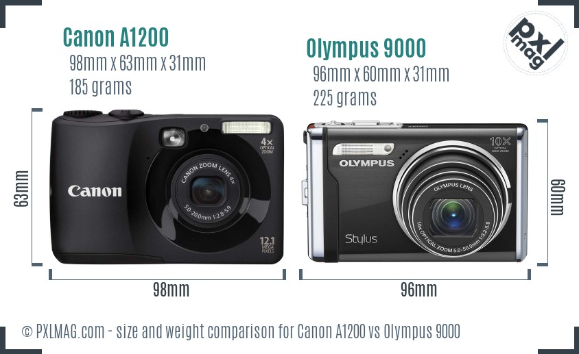 Canon A1200 vs Olympus 9000 size comparison
