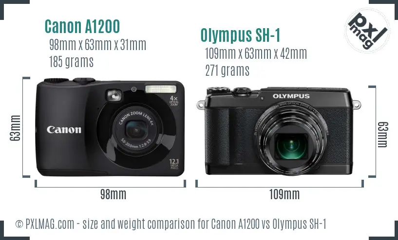 Canon A1200 vs Olympus SH-1 size comparison