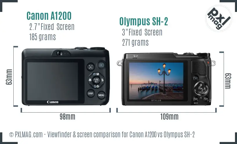 Canon A1200 vs Olympus SH-2 Screen and Viewfinder comparison