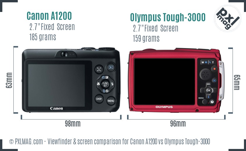 Canon A1200 vs Olympus Tough-3000 Screen and Viewfinder comparison