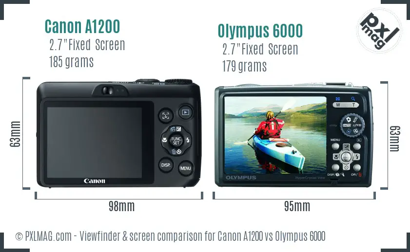 Canon A1200 vs Olympus 6000 Screen and Viewfinder comparison